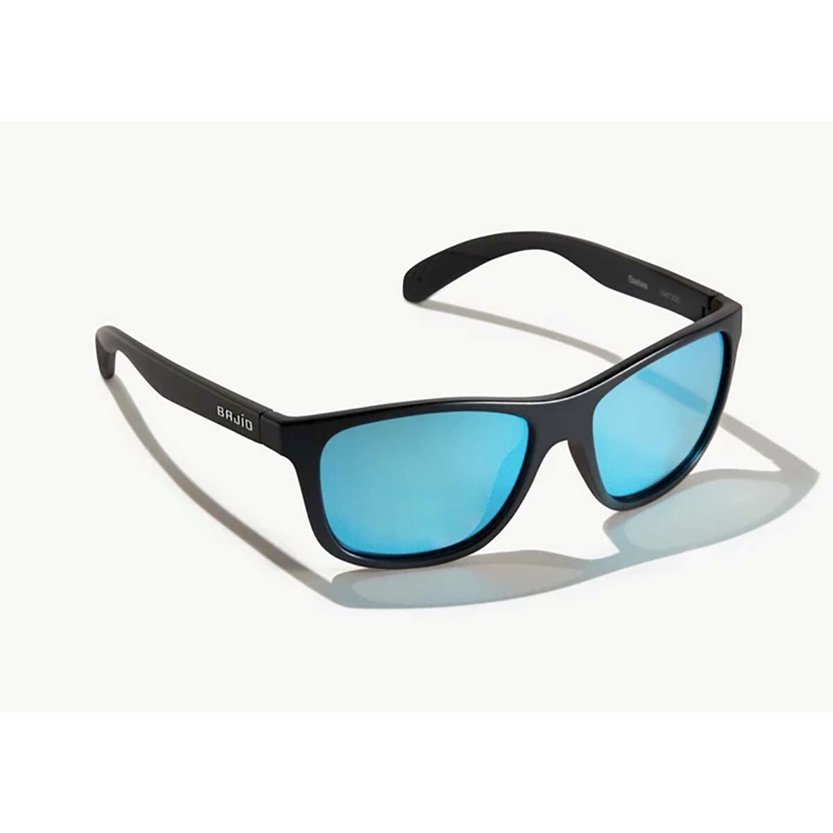 Bajio Gates Sunglasses Polarized in Black Matte with Blue Glass